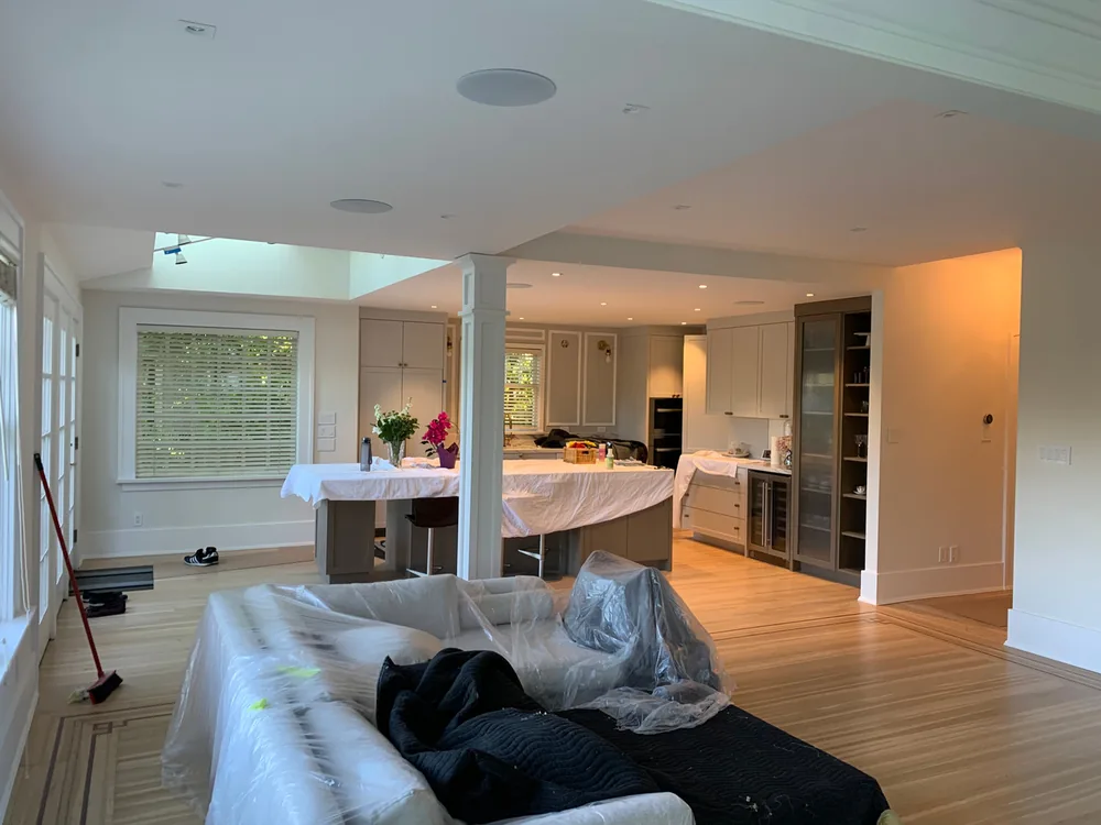 Open-plan great room after painting by Primal Painting